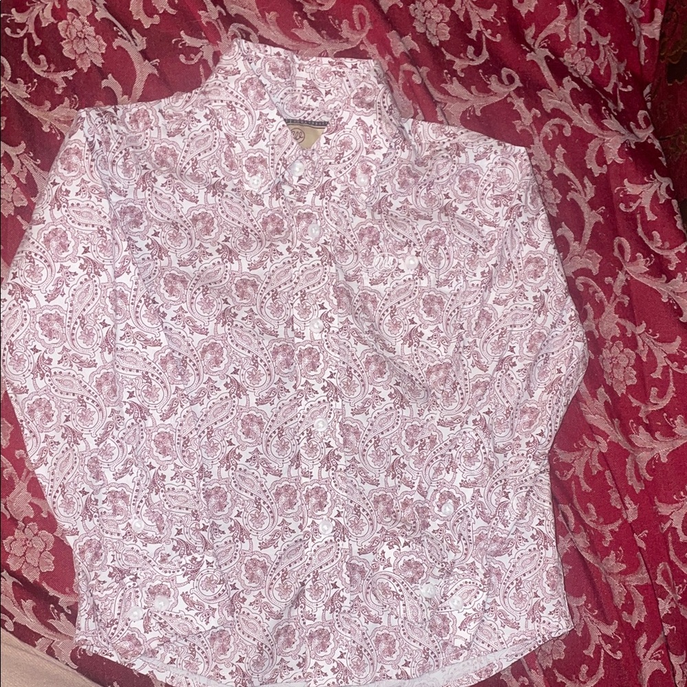 Wrangler Pink and White Paisley Button-Down Shirt